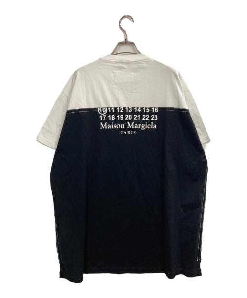Maison Margiela（メゾンマルジェラ）Maison Margiela (メゾンマルジェラ) Spliced ロゴ プリントTシャツ ブラック×ホワイト サイズ:44の古着・服飾アイテム