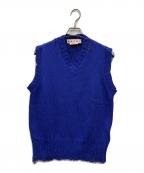 MARNIマルニ）の古着「コットンダメージVネックニットベスト」｜ブルー