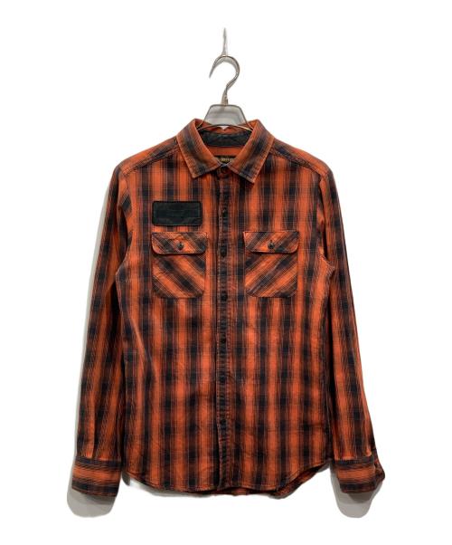 HARLEY-DAVIDSON（ハーレーダビッドソン）HARLEY-DAVIDSON (ハーレーダビッドソン) チェックネルシャツ オレンジ サイズ:Sの古着・服飾アイテム
