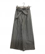 BLUE LABEL CRESTBRIDGEブルーレーベルクレストブリッジ）の古着「ギンガムチェックワイドパンツ」｜ホワイト×ブラック