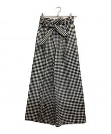 BLUE LABEL CRESTBRIDGE（ブルーレーベルクレストブリッジ）の古着「ギンガムチェックワイドパンツ」｜ホワイト×ブラック