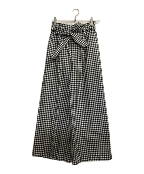 BLUE LABEL CRESTBRIDGE（ブルーレーベルクレストブリッジ）BLUE LABEL CRESTBRIDGE (ブルーレーベルクレストブリッジ) ギンガムチェックワイドパンツ ホワイト×ブラック サイズ:38の古着・服飾アイテム