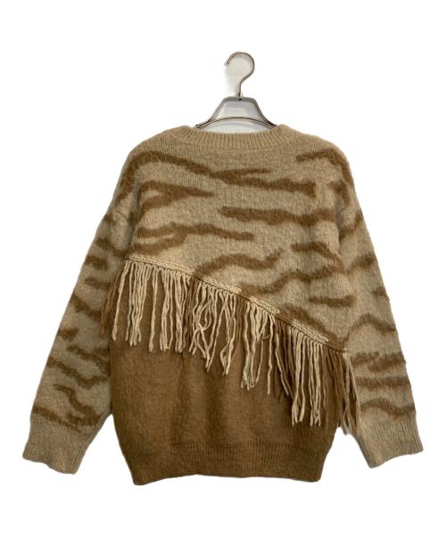 Ameri（アメリ）AMERI (アメリ) FRINGE ZEBRA KNIT ベージュ サイズ:Fの古着・服飾アイテム