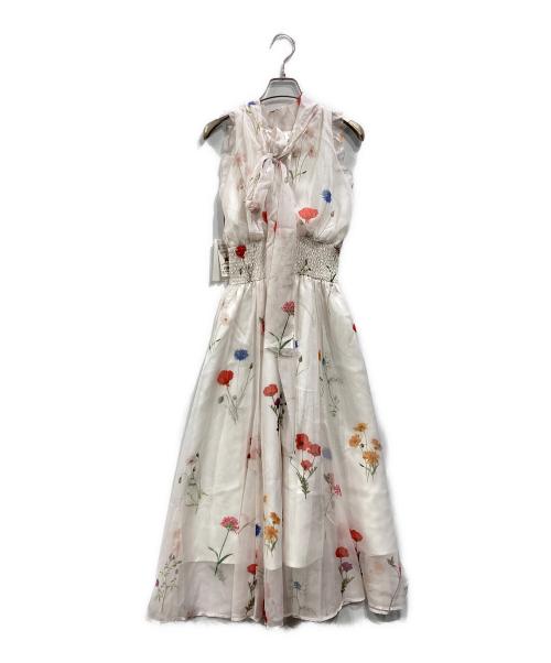 Snidel（スナイデル）Snidel (スナイデル) バックリボンシフォンワンピース ホワイトの古着・服飾アイテム