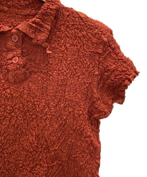 me ISSEY MIYAKE（ミーイッセイ ミヤケ）me ISSEY MIYAKE (ミーイッセイ ミヤケ) シワ加工半袖ポロシャツブラウス レッド サイズ:FREEの古着・服飾アイテム