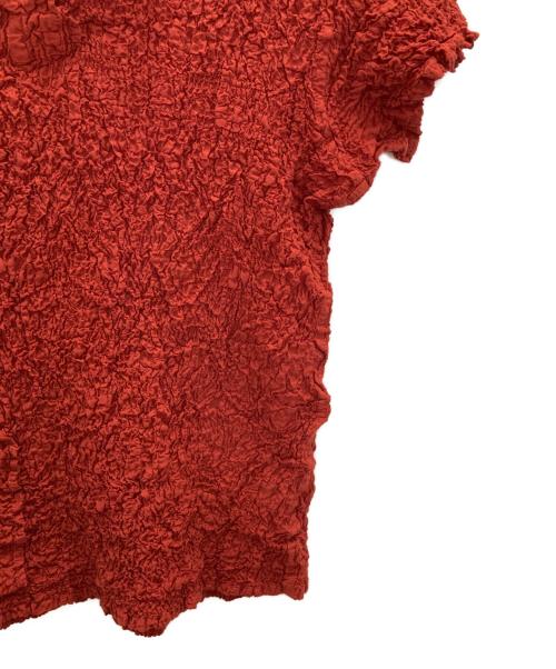 me ISSEY MIYAKE（ミーイッセイ ミヤケ）me ISSEY MIYAKE (ミーイッセイ ミヤケ) シワ加工半袖ポロシャツブラウス レッド サイズ:FREEの古着・服飾アイテム