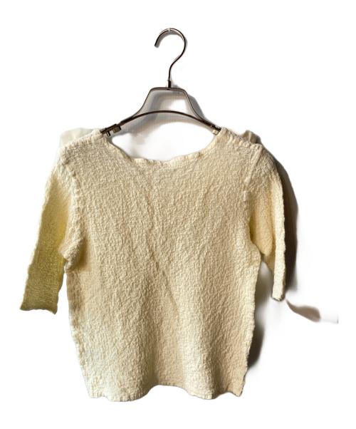 me ISSEY MIYAKE（ミーイッセイ ミヤケ）me ISSEY MIYAKE (ミーイッセイ ミヤケ) フリルシワ加工カットソーブラウス ベージュ サイズ:FREEの古着・服飾アイテム