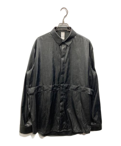 VEIN（ヴェイン）VEIN (ヴェイン) WASHABLE FAUX LEATHER SPLIT SLEEVE SHIRT ブラック サイズ:SIZE 3の古着・服飾アイテム