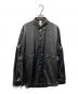 VEIN（ヴェイン）の古着「WASHABLE FAUX LEATHER SPLIT SLEEVE SHIRT」｜ブラック