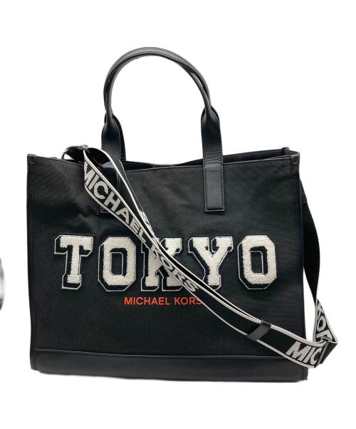 MICHAEL KORS（マイケル・コース）MICHAEL KORS (マイケル・コース) TOKYOワッペンキャンバス2WAYトートバッグ ブラックの古着・服飾アイテム