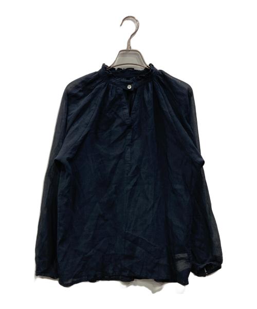 Whim Gazette（ウィムガゼット）Whim Gazette (ウィムガゼット) シルクコットンギャザーブラウス ブラック サイズ:Ｆの古着・服飾アイテム
