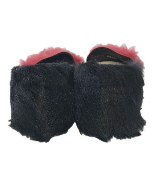 PRADA（プラダ）PRADA (プラダ) シンセティックファーモカシン レッド×ブラック サイズ:37の古着・服飾アイテム