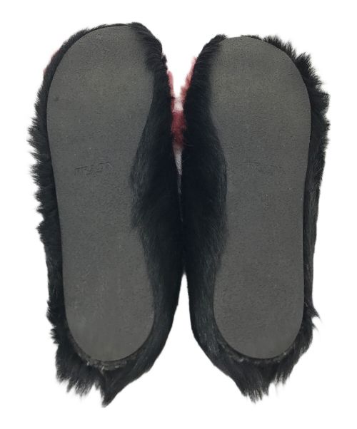 PRADA（プラダ）PRADA (プラダ) シンセティックファーモカシン レッド×ブラック サイズ:37の古着・服飾アイテム