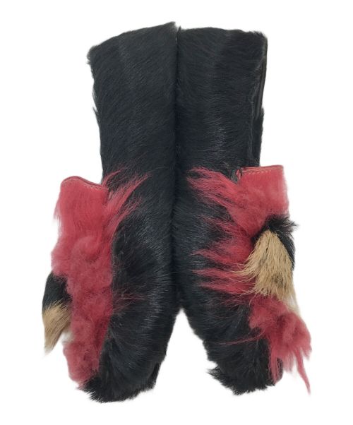 PRADA（プラダ）PRADA (プラダ) シンセティックファーモカシン レッド×ブラック サイズ:37の古着・服飾アイテム