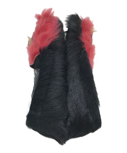 PRADA（プラダ）PRADA (プラダ) シンセティックファーモカシン レッド×ブラック サイズ:37の古着・服飾アイテム