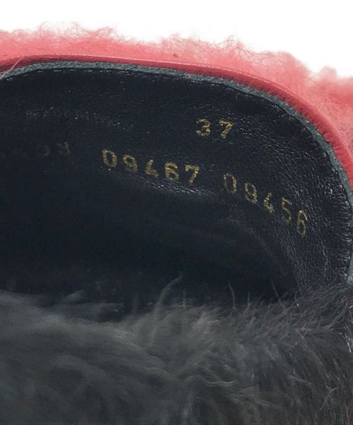 PRADA（プラダ）PRADA (プラダ) シンセティックファーモカシン レッド×ブラック サイズ:37の古着・服飾アイテム