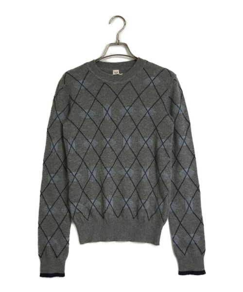 HERMES（エルメス）HERMES (エルメス) アーガイルカシミヤニット グレー サイズ:Sの古着・服飾アイテム