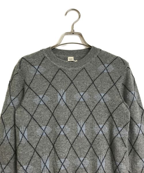 HERMES（エルメス）HERMES (エルメス) アーガイルカシミヤニット グレー サイズ:Sの古着・服飾アイテム