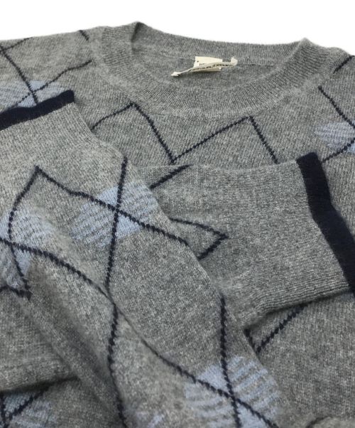 HERMES（エルメス）HERMES (エルメス) アーガイルカシミヤニット グレー サイズ:Sの古着・服飾アイテム