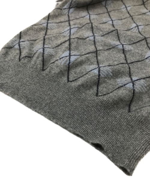 HERMES（エルメス）HERMES (エルメス) アーガイルカシミヤニット グレー サイズ:Sの古着・服飾アイテム