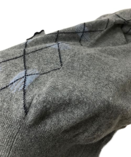 HERMES（エルメス）HERMES (エルメス) アーガイルカシミヤニット グレー サイズ:Sの古着・服飾アイテム