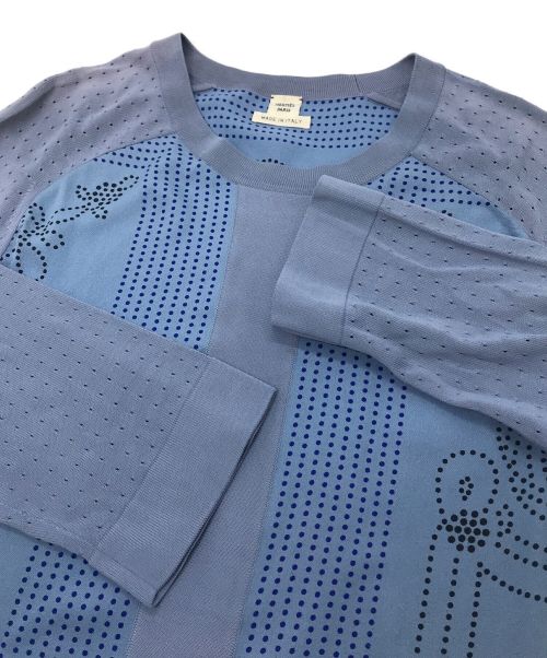 HERMES（エルメス）HERMES (エルメス) シルク切替ワンピース ブルー サイズ:XSの古着・服飾アイテム