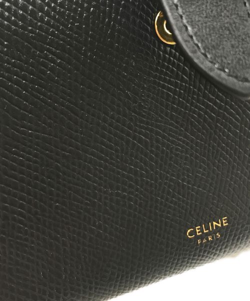 CELINE（セリーヌ）CELINE (セリーヌ) ミディアムストラップウォレット　レザー　S・FC・0262　二つ折り　コインケース　 ブラックの古着・服飾アイテム
