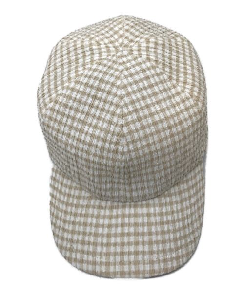 ANNA SUI（アナスイ）ANNA SUI (アナスイ) ANNA SUI　2WAYギンガムチェックキャップ　リボン取り外し可 ベージュ×ホワイト サイズ:Mの古着・服飾アイテム