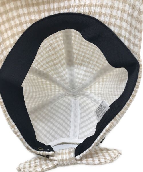 ANNA SUI（アナスイ）ANNA SUI (アナスイ) ANNA SUI　2WAYギンガムチェックキャップ　リボン取り外し可 ベージュ×ホワイト サイズ:Mの古着・服飾アイテム