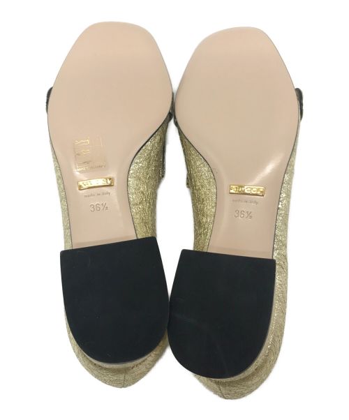 GUCCI（グッチ）GUCCI (グッチ) GGマーモント・メタリックラミネートレザー パンプス　453480/361/2C ゴールド サイズ:36 1/2の古着・服飾アイテム