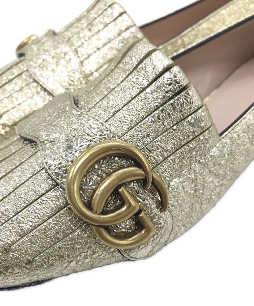 GUCCI（グッチ）GUCCI (グッチ) GGマーモント・メタリックラミネートレザー パンプス　453480/361/2C ゴールド サイズ:36 1/2の古着・服飾アイテム