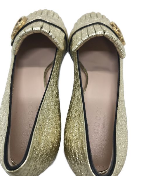 GUCCI（グッチ）GUCCI (グッチ) GGマーモント・メタリックラミネートレザー パンプス　453480/361/2C ゴールド サイズ:36 1/2の古着・服飾アイテム