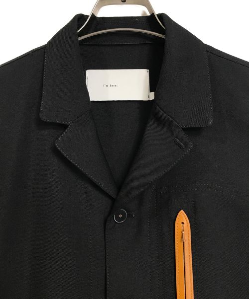 tac:tac（タクタク）tac:tac (タクタク) レザー切替ジップポケット半袖シャツ　ハーフスリーブシャツ　ワイドシルエット　オーバーシルエット　S/S ブラック サイズ:Mの古着・服飾アイテム