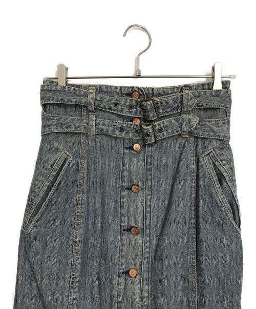 Hysteric Glamour（ヒステリックグラマー）Hysteric Glamour ヘリンボーンデニムスカート/ダブルベルト巻きスカート　Hysteric Glamour ヒステリックグラマー　レディース　ボトムス　インディゴ　2AK-78 90 インディゴ サイズ:FREEの古着・服飾アイテム