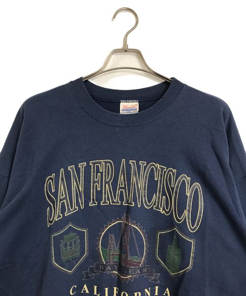 Hanes（ヘインズ）Hanes (ヘインズ) 【古着】プリントスウェット　80年代 ネイビー サイズ:XLの古着・服飾アイテム