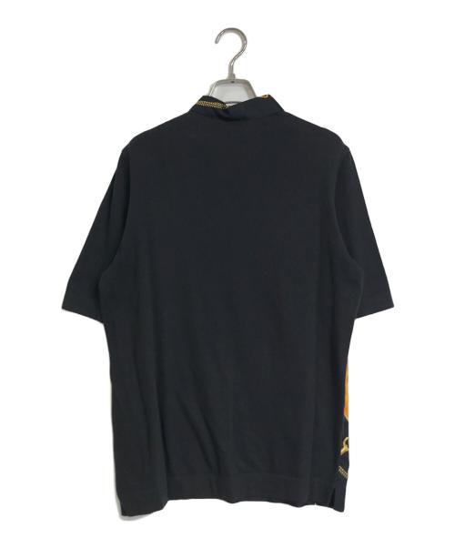 HERMES（エルメス）HERMES (エルメス) HERMES　　スカーフ切替ニットポロシャツ ブラック サイズ:Sの古着・服飾アイテム