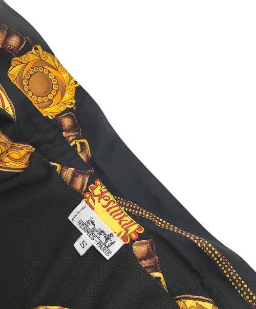 HERMES（エルメス）HERMES (エルメス) HERMES　　スカーフ切替ニットポロシャツ ブラック サイズ:Sの古着・服飾アイテム