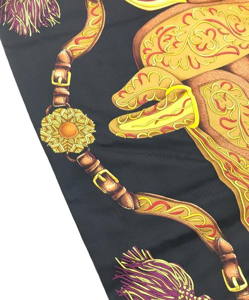 HERMES（エルメス）HERMES (エルメス) HERMES　　スカーフ切替ニットポロシャツ ブラック サイズ:Sの古着・服飾アイテム