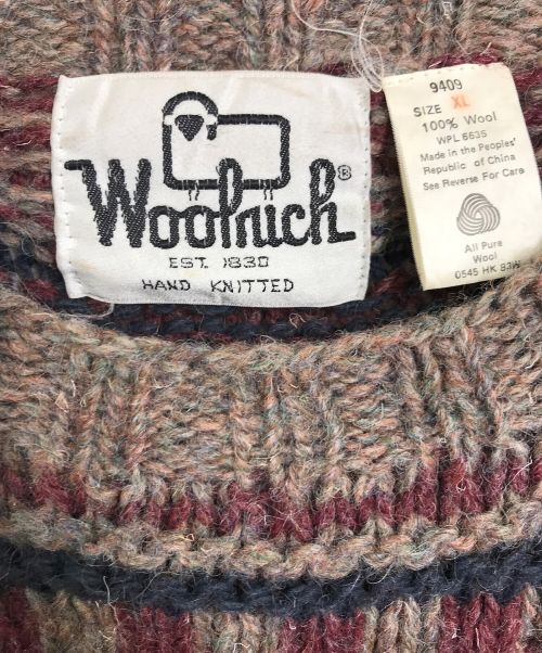 WOOLRICH（ウールリッチ）WOOLRICH (ウールリッチ) 【古着】70’Sヴィンテージハンドニット　3Dニット　総柄　ビッグニット　70年代 ブラウン サイズ:XLの古着・服飾アイテム
