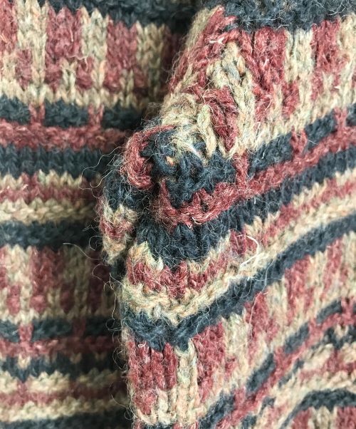 WOOLRICH（ウールリッチ）WOOLRICH (ウールリッチ) 【古着】70’Sヴィンテージハンドニット　3Dニット　総柄　ビッグニット　70年代 ブラウン サイズ:XLの古着・服飾アイテム