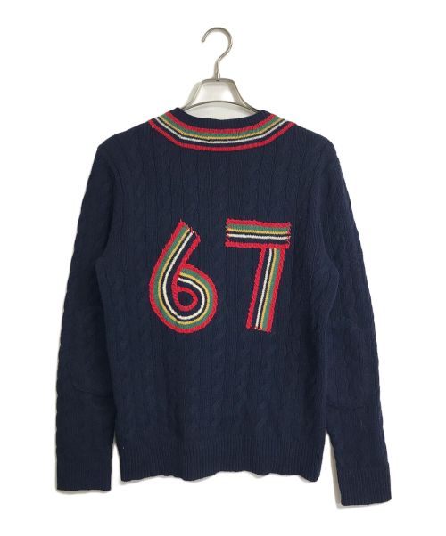 POLO RALPH LAUREN（ポロ・ラルフローレン）POLO RALPH LAUREN (ポロ・ラルフローレン) No67 ナンバリングカシミヤ混チルデンセーター Vネックニット ネイビー サイズ:XSの古着・服飾アイテム