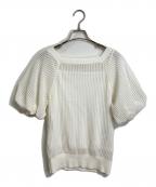 CELFORDセルフォード）の古着「シアーニットプルオーバー　SSニット　パフスリーブ　インナー付き」｜ホワイト