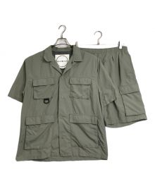 BURLAP OUTFITTER×URBAN RESEARCH DOORS（バーラップアウトフィッター×アーバンリサーチドアーズ）の古着「セットアップ 別注 SupplexNylon S/S SHIRTS SupplexNylon CARGO1/2  半袖シャツ　ハーフパンツ　カーゴパンツ  アウトドア　ミリタリー　ナイロン」｜オリーブ