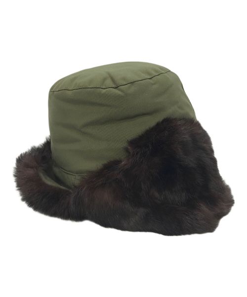 KARA（カラ）KARA (カラ) 【OLD】ミンクファーヴィンテージフライトキャップ ロシア軍 オリーブ サイズ:実寸参照の古着・服飾アイテム
