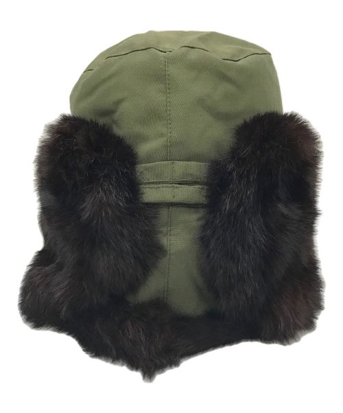 KARA（カラ）KARA (カラ) 【OLD】ミンクファーヴィンテージフライトキャップ ロシア軍 オリーブ サイズ:実寸参照の古着・服飾アイテム