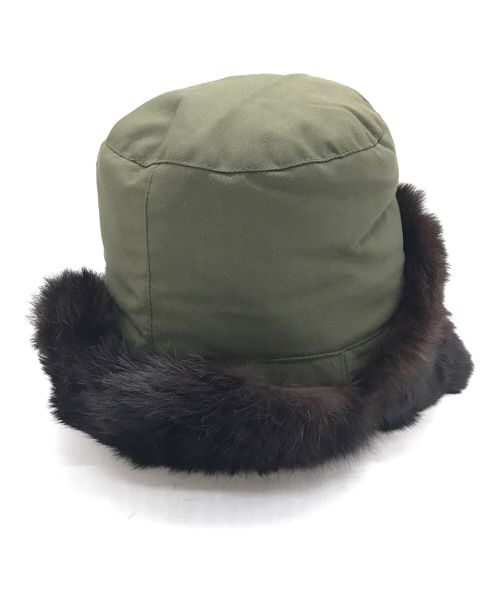 KARA（カラ）KARA (カラ) 【OLD】ミンクファーヴィンテージフライトキャップ ロシア軍 オリーブ サイズ:実寸参照の古着・服飾アイテム