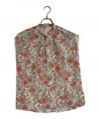 TOMORROW LANDトゥモローランド）の古着「プリントオンエンブロイダリー フレンチスリーブブラウス/花柄/シルク混」｜ピンク