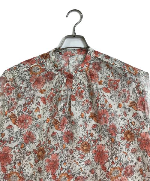 TOMORROW LAND（トゥモローランド）TOMORROW LAND (トゥモローランド) プリントオンエンブロイダリー フレンチスリーブブラウス/花柄/シルク混 ピンク サイズ:36の古着・服飾アイテム