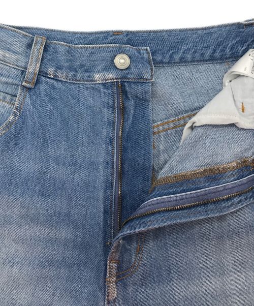 BEARDSLEY（ビアズリー）BEARDSLEY (ビアズリー) FRIPIER 裾カットオフ箔デニム インディゴ サイズ:FREEの古着・服飾アイテム