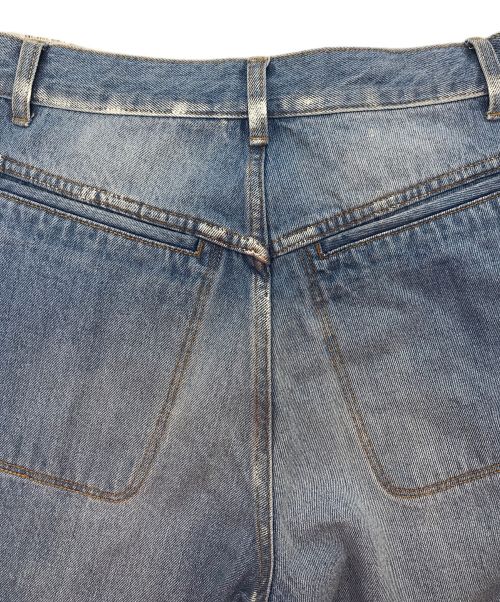 BEARDSLEY（ビアズリー）BEARDSLEY (ビアズリー) FRIPIER 裾カットオフ箔デニム インディゴ サイズ:FREEの古着・服飾アイテム